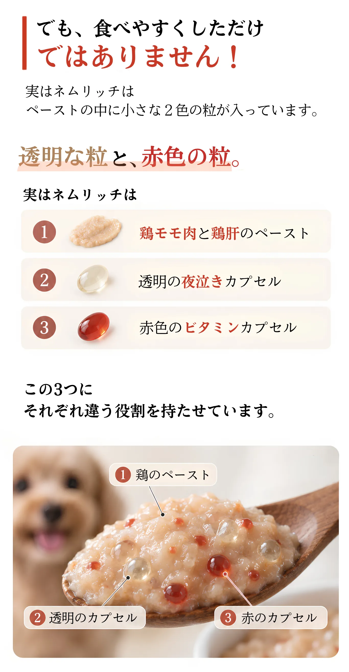 ペーストと2種類の粒